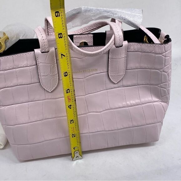 Alexander McQueen Croc Embossed Leather Mini Satchel Pink - Picture 8 of 11